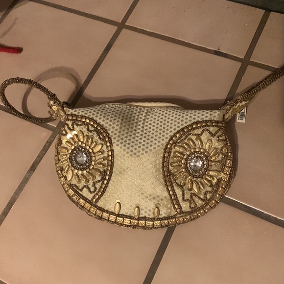 Cream Fortune Cookie Purse Handcrafted Made in India - Picture 5 of 9